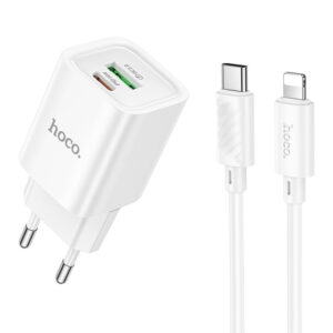 МЗП Hoco C149A Charm PD30W+QC3.0 (1USB-A/1C) + кабель Type-C to Lightning