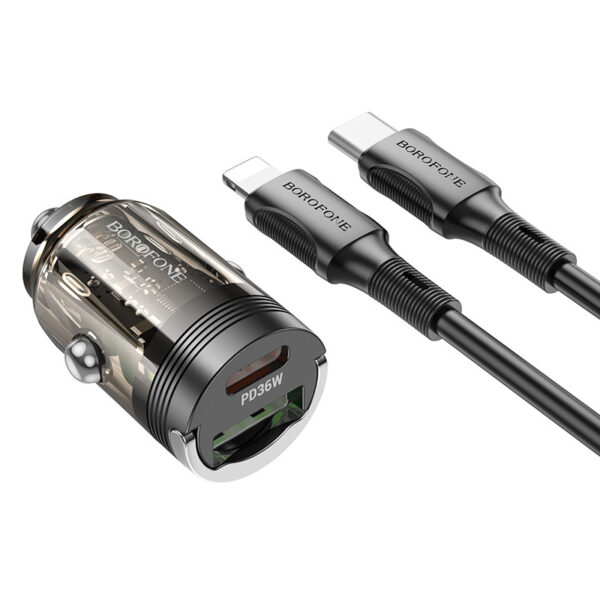 АЗП Borofone BZ29A Talented PD36W+QC3.0 (1USB-A/1C) + кабель Type-C to Lightning