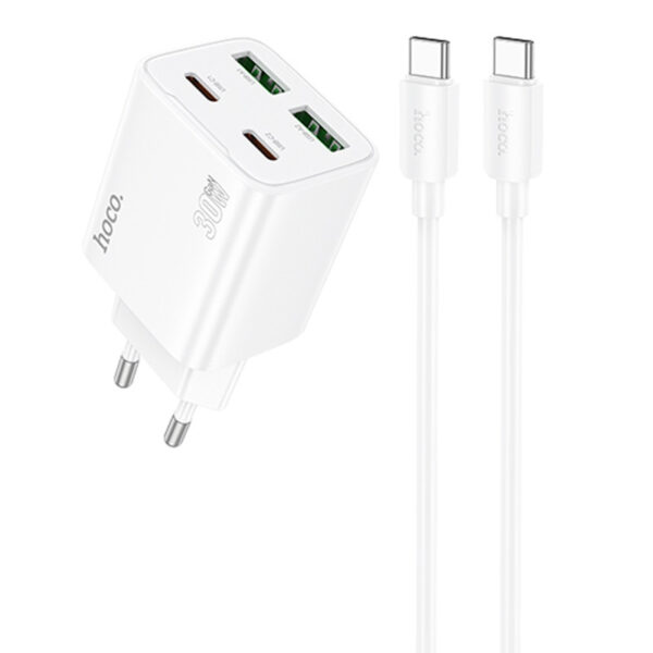 МЗП Hoco N56 Fundador PD30W four-port (2USB-A/2C) + кабель Type-C to Type-C