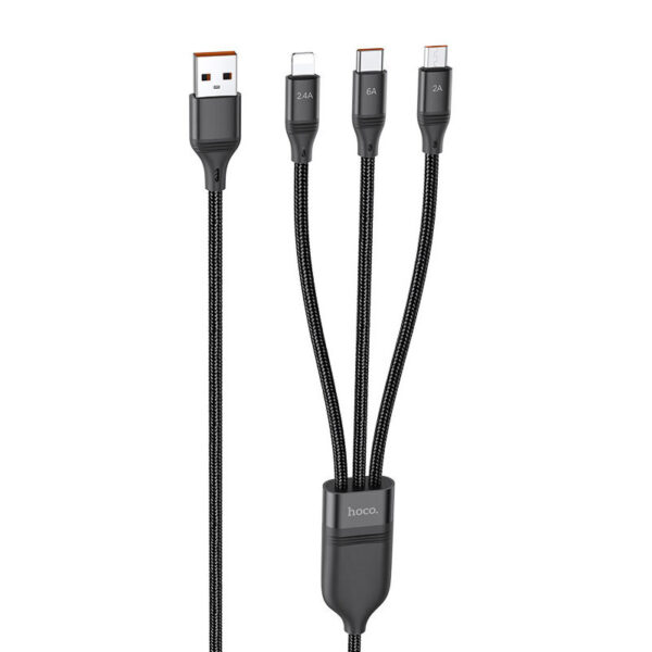 Дата кабель Hoco U104 Ultra 6A 3in1 Lightning-MicroUSB-Type-C (1.2m)