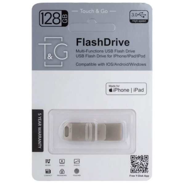 Флеш-накопичувач T&G 008 Metal Series 2in1 USB 3.0 (USB-A/L) — 128GB