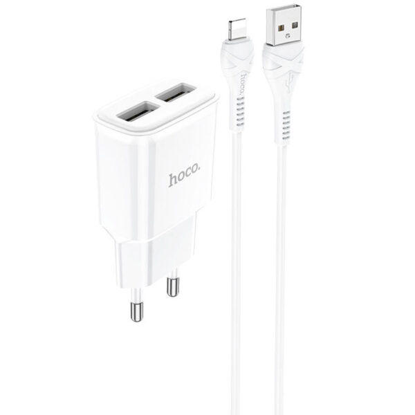 МЗП Hoco C88A Star round 2.4A (2USB-A) + кабель USB to Lightning