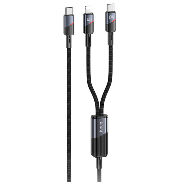 Дата кабель Hoco U139 Type-C to Lightning/Type-C 100W (1.2m)