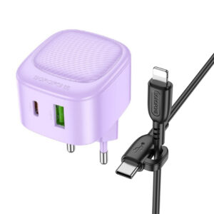 МЗП Borofone BAS22A Fortune PD20W+QC3.0 (1USB-A/1C) + кабель Type-C to Lightning