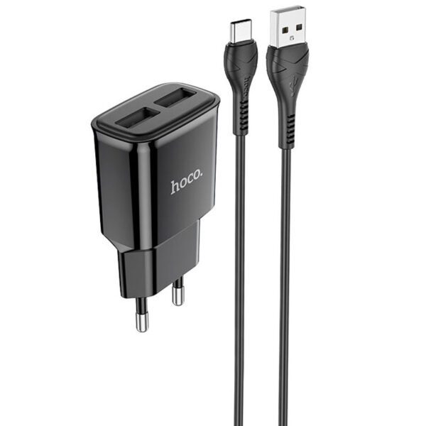 МЗП Hoco C88A Star round 2.4A (2USB-A) + кабель USB to Type-C