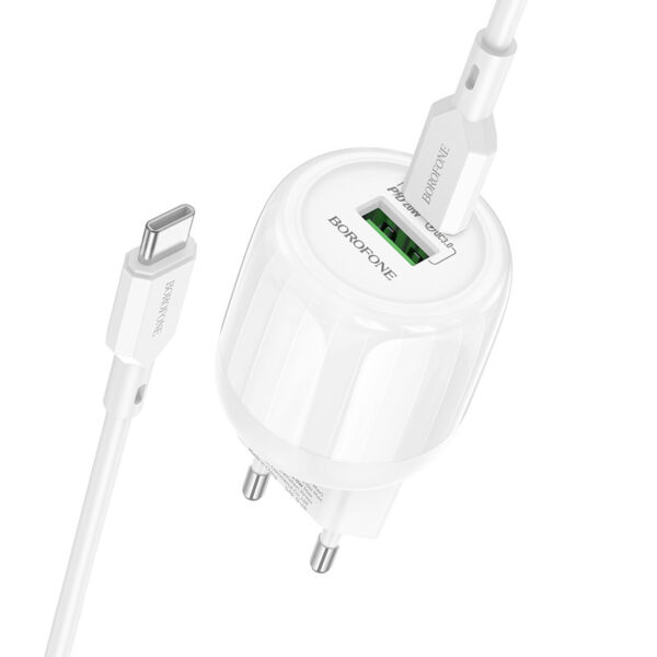 МЗП Borofone BA93A Lustrous PD20W+QC3.0 (1USB-A/1C) + кабель Type-C to Type-C
