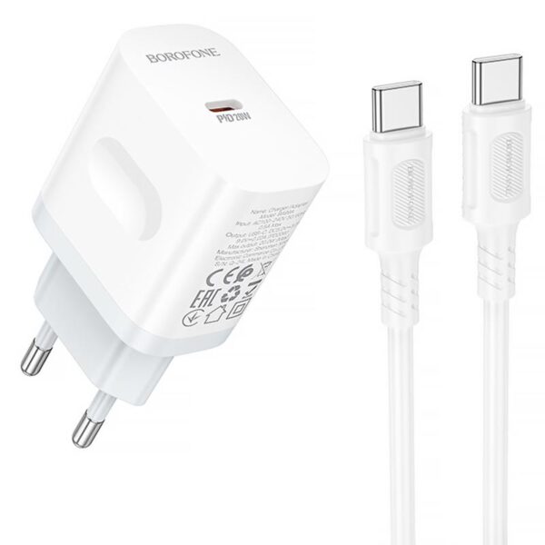 МЗП Borofone BA99A Breeze PD20W (1USB-C) + кабель Type-C to Type-C