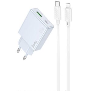 МЗП Hoco C142A Direct PD20W+QC3.0 (1USB-A/1C) + кабель Type-C to Lightning