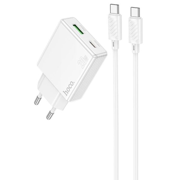 МЗП Hoco C142A Direct PD20W+QC3.0 (1USB-A/1C) + кабель Type-C to Type-C