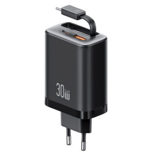 МЗП Usams US-CC296 GaN With Retractable Type-C Cable Xiang Ser. 30W (1USB-A/1C)