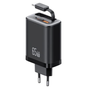МЗП Usams US-CC299 GaN With Retractable Type-C Cable Xiang Ser. 65W (1USB-A/1C)