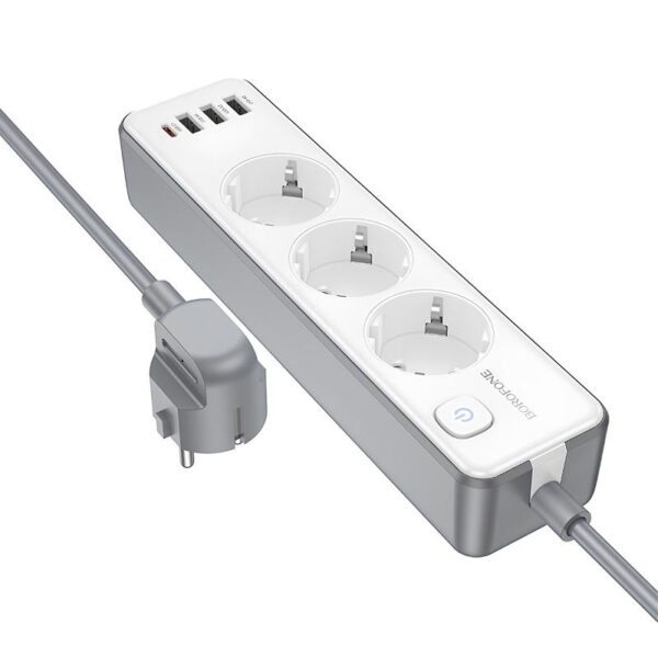 Уцінка Подовжувач Borofone BAC9 Power PD20W (3USB-A/1C/3xSocket) (2m)