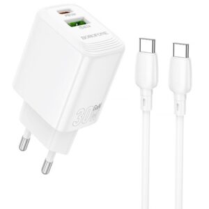 МЗП Borofone BN29 Fuente PD30W+QC3.0 (1USB-A/1C) + кабель Type-C to Type-C