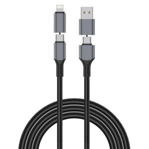 Дата кабель WIWU Wi-C085 Raptor Pro 2in2  USB-A + USB-C/Type-C to Lightning (1m)