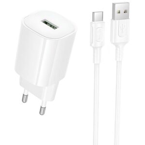 МЗП Borofone BA102A Pudding QC3.0 (1USB-A) + кабель USB to Type-C