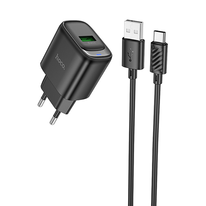 МЗП Hoco C140A Smart QC3.0 18W (1USB-A) + кабель USB to Type-C