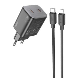 МЗП Hoco N42 Elogiado PD45W (2USB-C) + кабель Type-C to Lightning