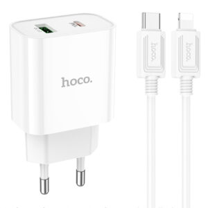 МЗП Hoco C80A Plus Rapido PD20W+QC3.0 (1USB-A/1C) + кабель Type-C to Lightning