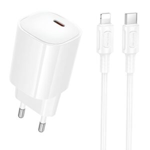 МЗП Borofone BA103A Pudding PD20W (1USB-C) + кабель Type-C to Lightning