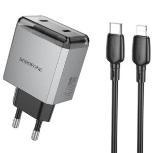 МЗП Borofone BN21 Lena PD40W+QC3.0 (2USB-C) + кабель Type-C to Lightning