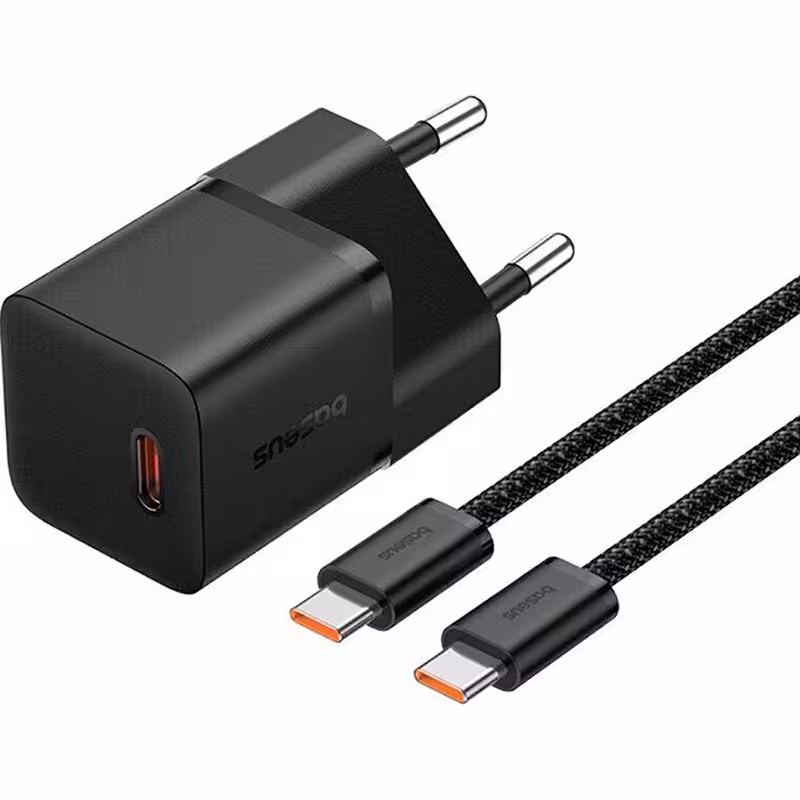 МЗП Baseus GaN5 Fast Charger (mini) PD20W (1USB-C) + кабель Type-C to Type-C (P10110900113)