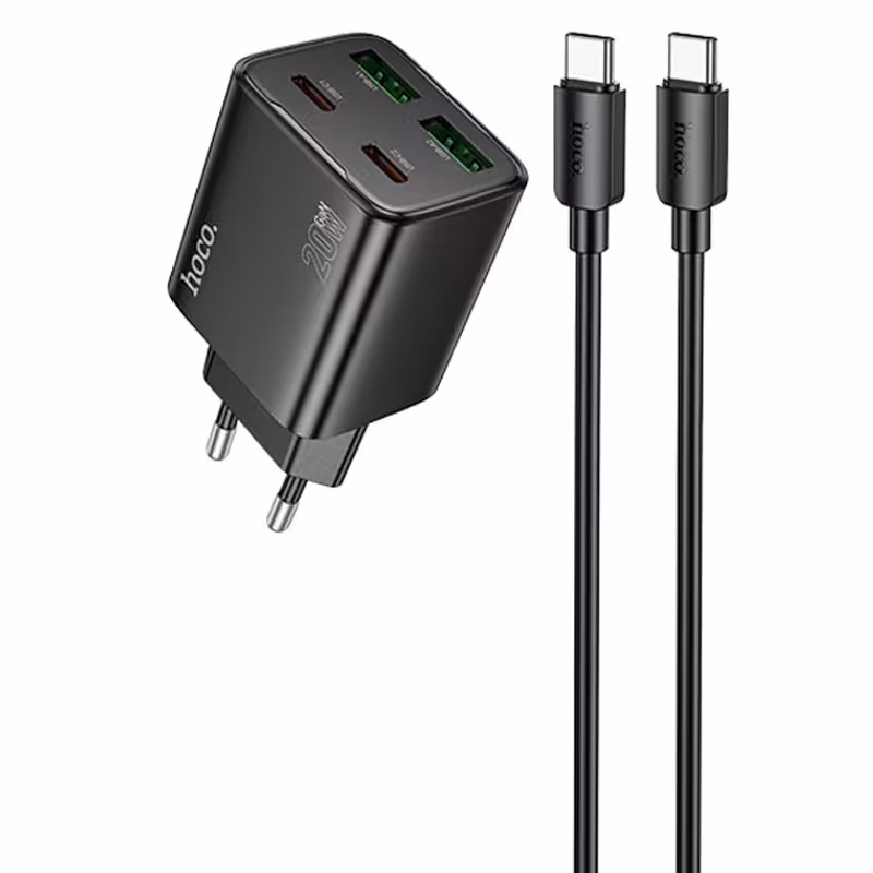 МЗП Hoco N55 Fundador PD20W four-port (2USB-A/2C) + кабель Type-C to Type-C