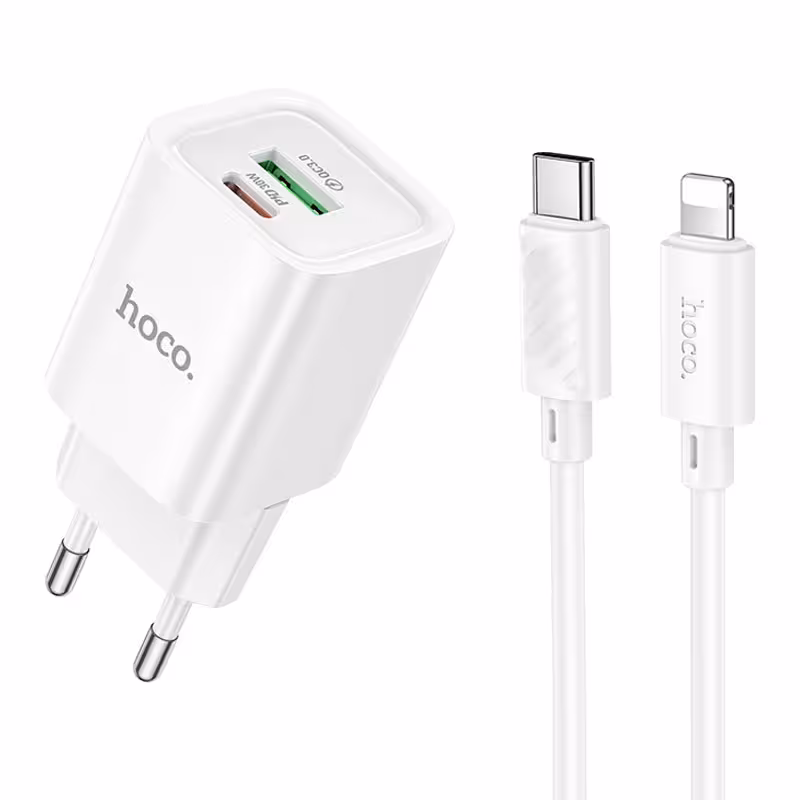 МЗП Hoco C149A Charm PD30W+QC3.0 (1USB-A/1C) + кабель Type-C to Lightning