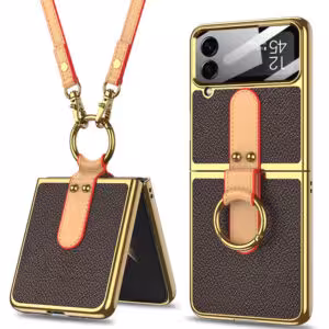 Шкіряний чохол GKK with ring and strap для Samsung Galaxy Z Flip4