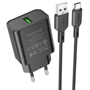 МЗП Borofone BA72A Spring QC3.0 (1USB-A) + кабель USB to Type-C