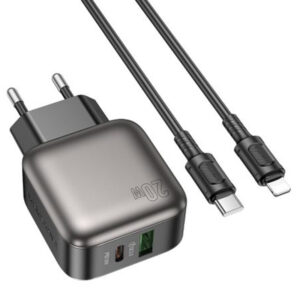 МЗП Borofone BAS54A Absolute PD20W+QC3.0 (1USB-A/1C) + кабель Type-C to Lightning