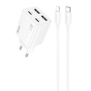 МЗП Hoco N56 Fundador PD30W four-port (2USB-A/2C) + кабель Type-C to Lightning