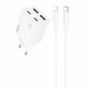 МЗП Hoco N56 Fundador PD30W four-port (2USB-A/2C) + кабель Type-C to Lightning