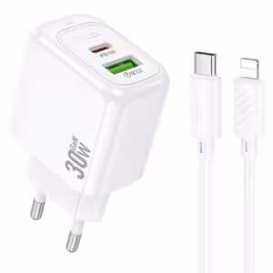 МЗП Hoco CS55A Surplus PD30W+QC3.0 (1USB-A/1C) + кабель Type-C to Lightning