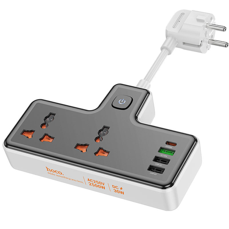 Подовжувач Hoco AC12A Reise (PD30W/1C3A) +Socket