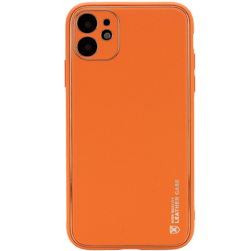 Шкіряний чохол Xshield pomaranchevij-apricot кольору для iPhone 12.