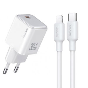 МЗП Usams US-CC186 PD30W (1USB-C) + кабель Type-C to Lightning