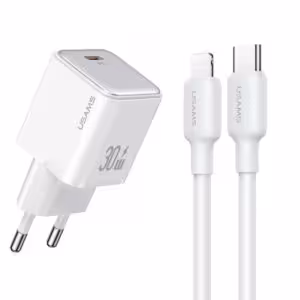 МЗП Usams US-CC186 PD30W (1USB-C) + кабель Type-C to Lightning