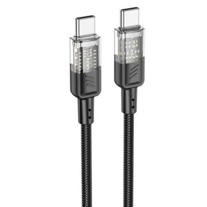 Дата кабель Hoco U129 Spirit Transparent Type-C to Type-C 60W (1.2m)
