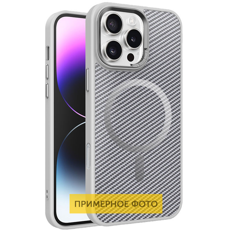 Чохол TPU+PC Carbon Mirage із MagSafe сірого кольору для iPhone 16.