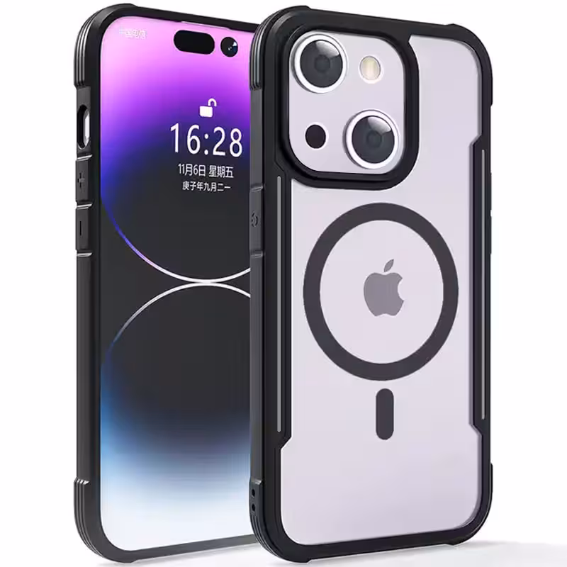 TPU+PC чохол Defense Clear with MagSafe для Apple iPhone 15 (6.1")