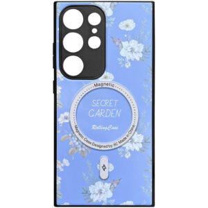Лавандовий чохол Secret Garden з магнітною фіксацією для Samsung Galaxy S24 Ultra.