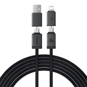 Дата кабель Baseus Versatile Two-for-Two USB/Type-C to Type-C/Lightning 60W (2m) (P10383000)