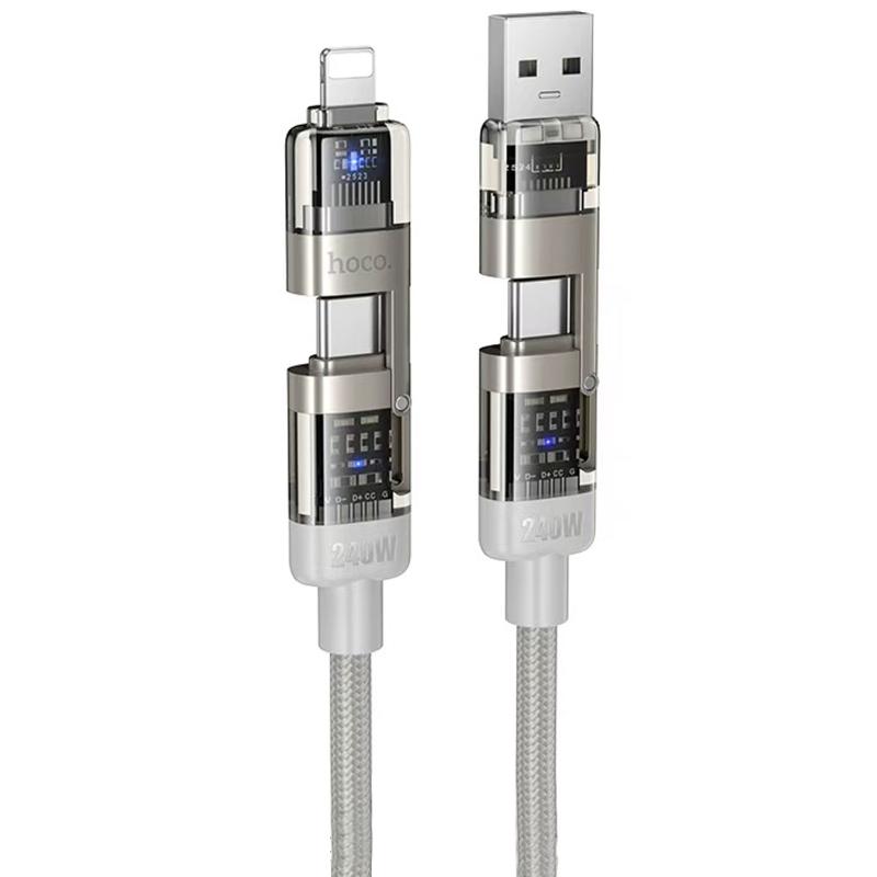 Дата кабель Hoco U151 Goldsmith 4in1 Type-C to USB/Type-C to Lightning 240W (1.2m)