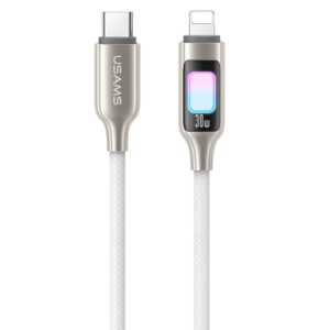 Дата кабель Usams US-SJ749 With Colorful Light TC Ser. Type-C to Lightning 30W (1.2m)