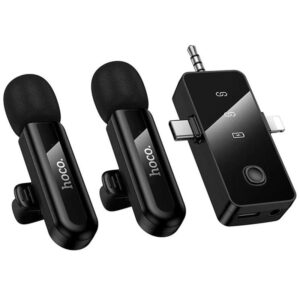 Петличний бездротовий мікрофон Hoco L20C Fair dual-mic 3in1 (Lightning/Type-C/3.5)