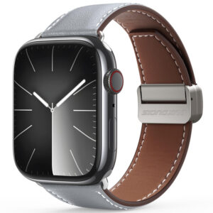 Шкіряний ремінець Dux Ducis для Apple Watch сірого кольору.