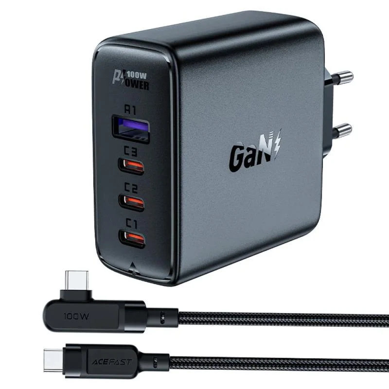 МЗП Acefast A37 PD100W+QC3.0 GaN (1USB-A/3C) + кабель Type-C to Type-C 2m