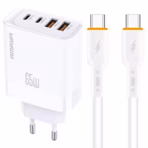 МЗП Amaya E101F PD65W+QC3.0 GaN (2USB-A/2C) + кабель Type-C to Type-C