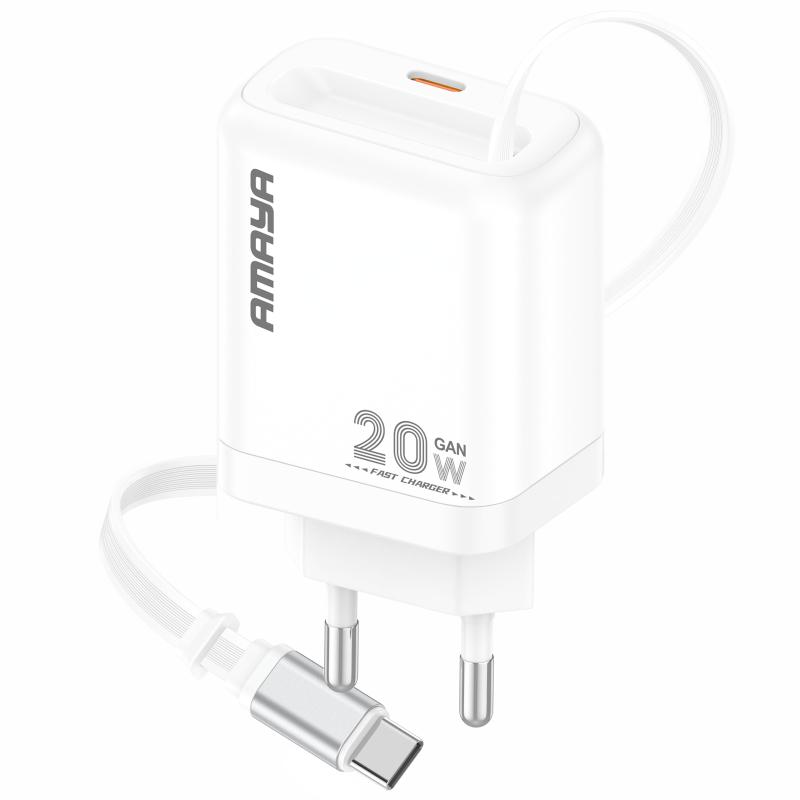 МЗП Amaya E220S PD20W GaN (1USB-C) + Retractable Cable Type-C
