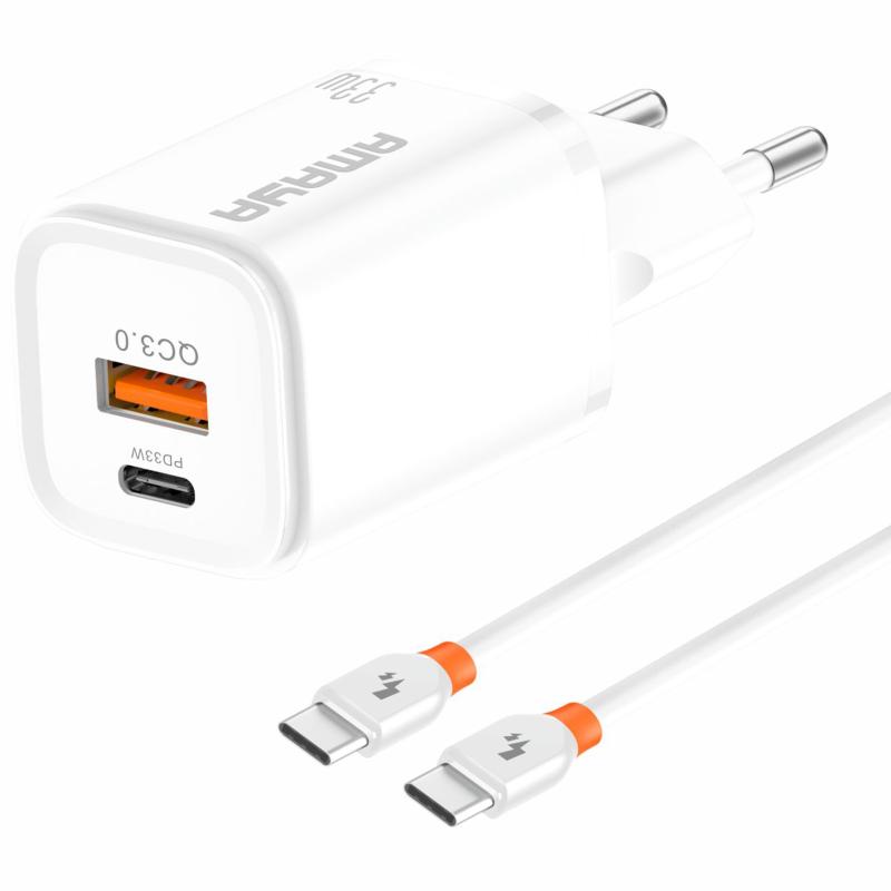 МЗП Amaya E48D PD33W+QC3.0 (1USB-A/1C) + кабель Type-C to Type-C